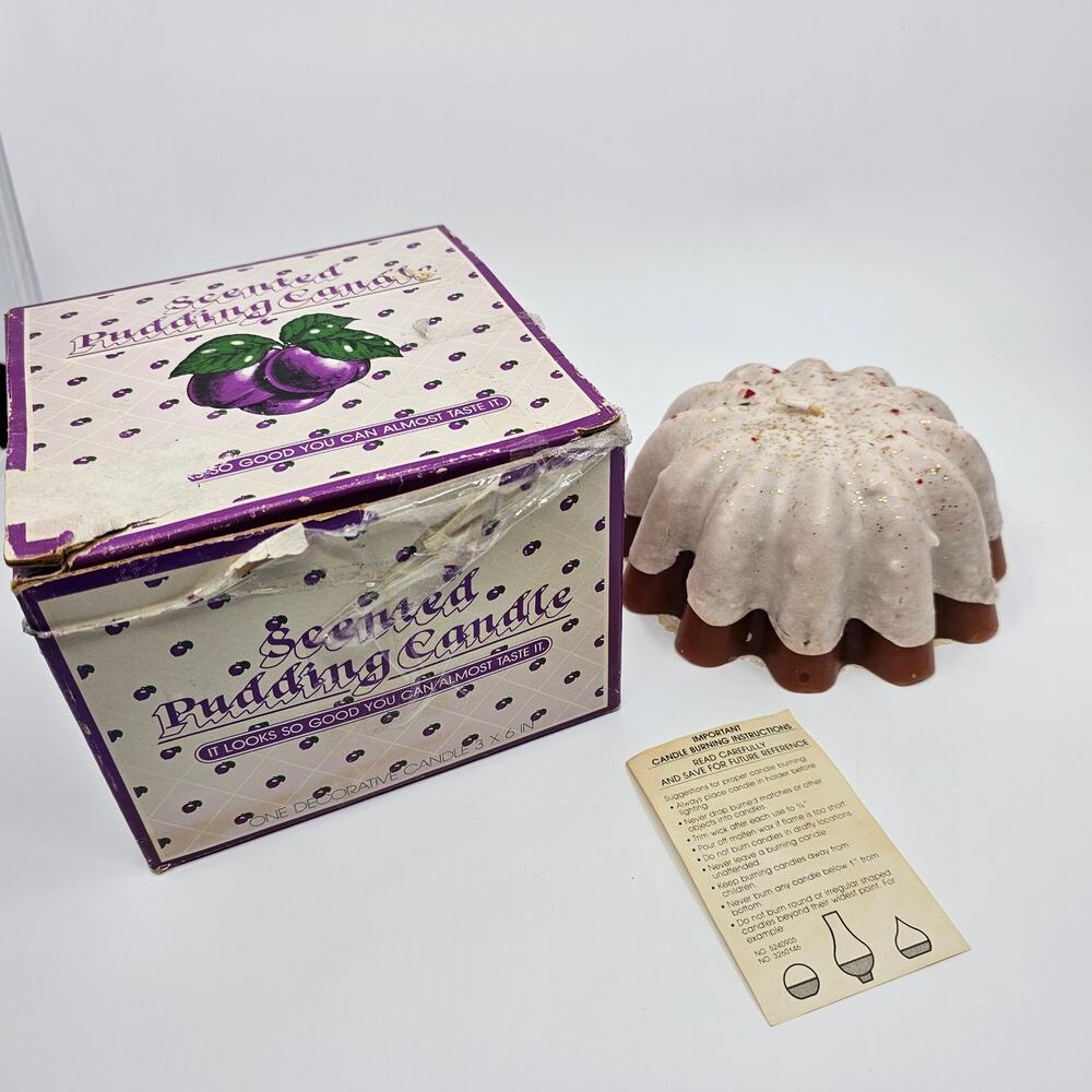 Vintage Lenox Carolina Scented Pudding Candle Plum Bundt Cake Novelty Box Retro